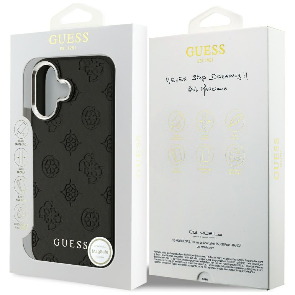 MagSafe futrola za Apple iPhone 17, Guess, Peony Hot Stamp Script, Crna