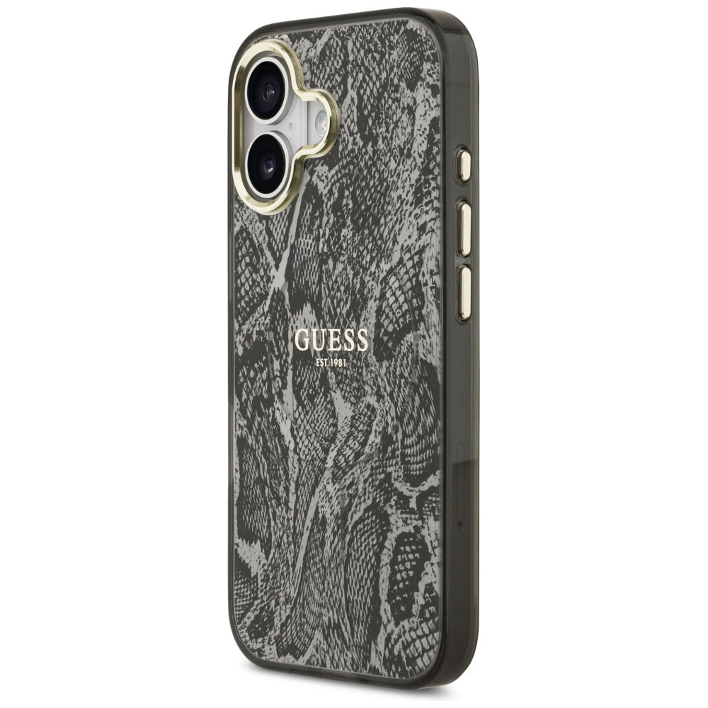 Husa MagSafe za Apple iPhone 17, Guess, uzorak pitona, crna