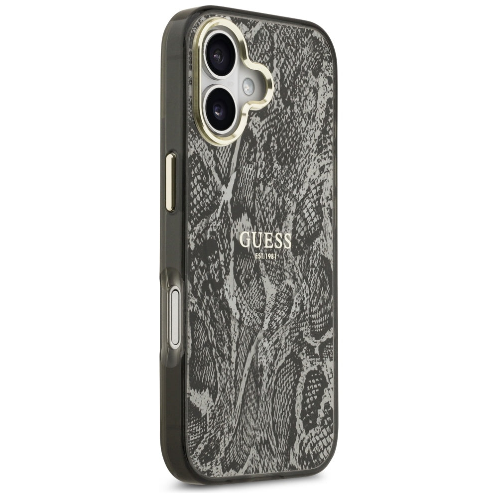 Husa MagSafe za Apple iPhone 17, Guess, uzorak pitona, crna