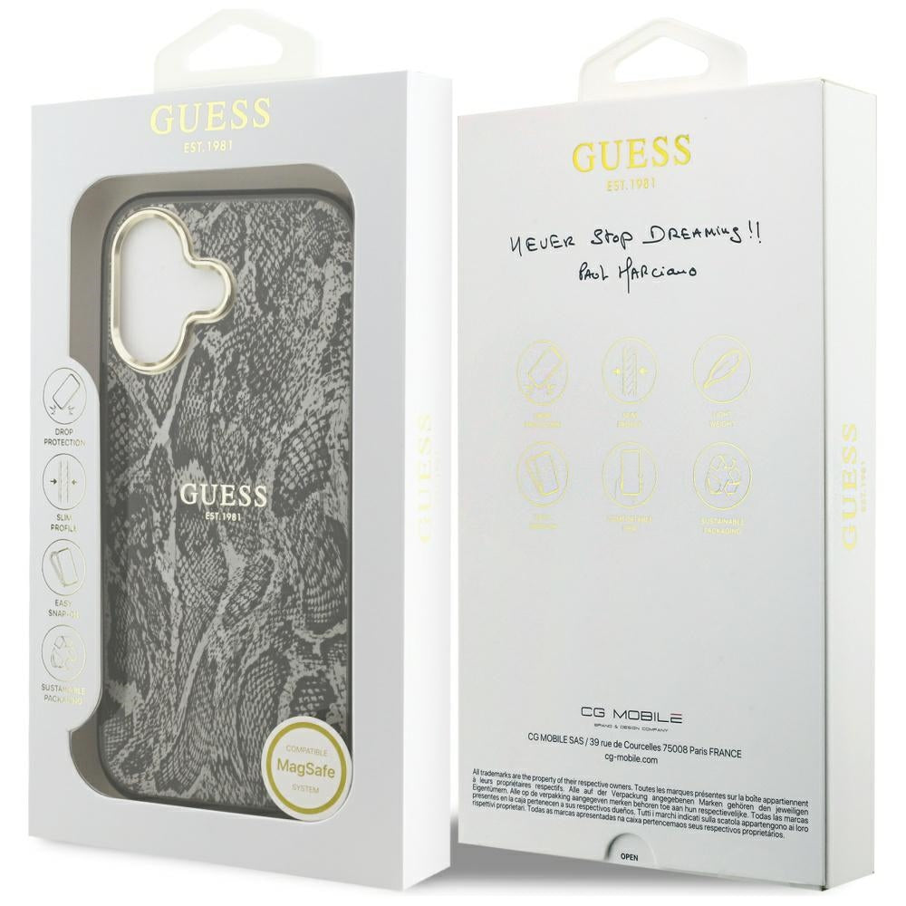 Husa MagSafe za Apple iPhone 17, Guess, uzorak pitona, crna