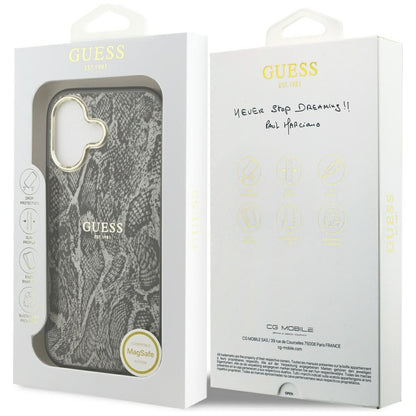 Husa MagSafe za Apple iPhone 17, Guess, uzorak pitona, crna