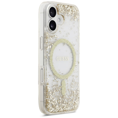 MagSafe torbica za Apple iPhone 17, Guess, Resin Bottom Glitter, Zlatna