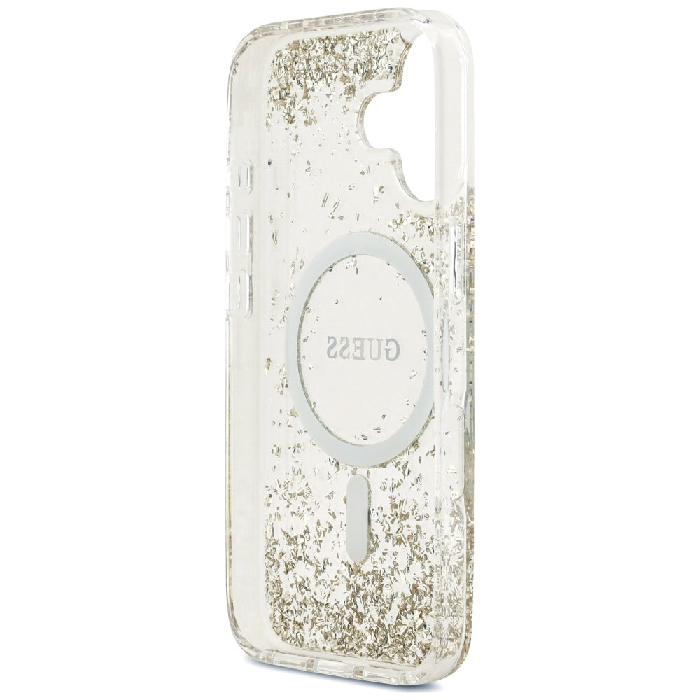 MagSafe torbica za Apple iPhone 17, Guess, Resin Bottom Glitter, Zlatna