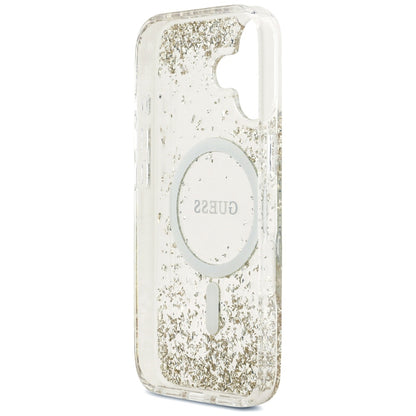 MagSafe torbica za Apple iPhone 17, Guess, Resin Bottom Glitter, Zlatna