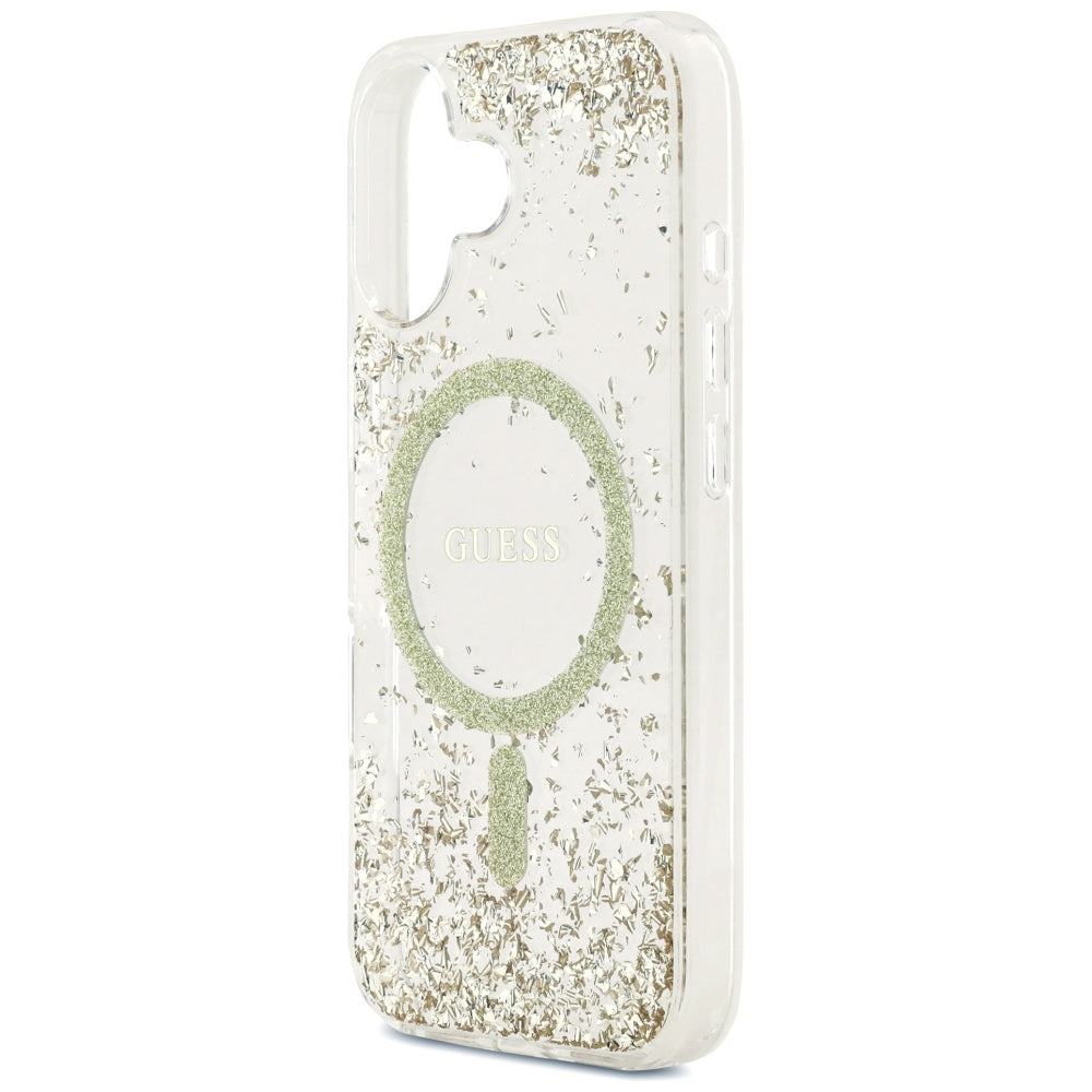 MagSafe torbica za Apple iPhone 17, Guess, Resin Bottom Glitter, Zlatna