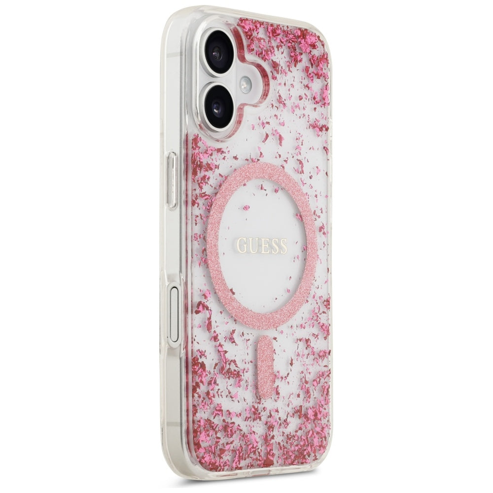 MagSafe futrola za Apple iPhone 17, Guess, Resin Bottom Glitter, Roza