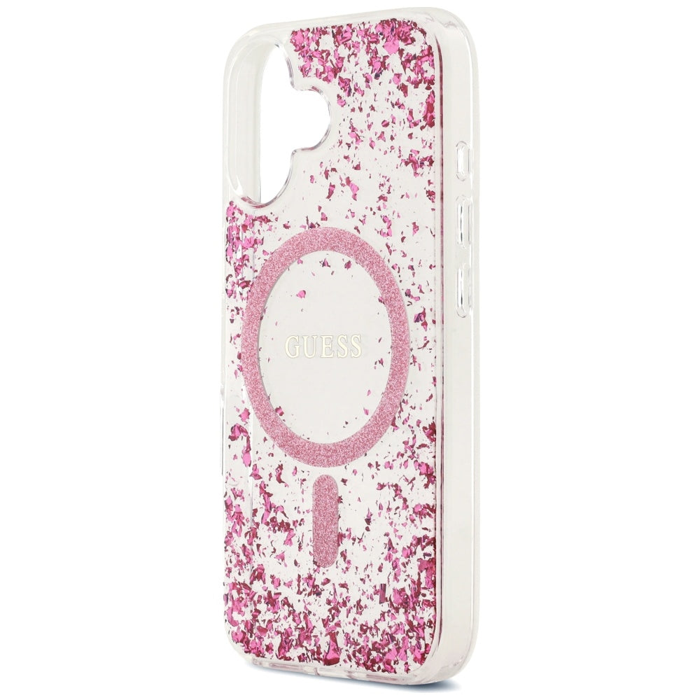 MagSafe futrola za Apple iPhone 17, Guess, Resin Bottom Glitter, Roza