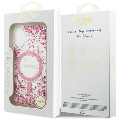 MagSafe futrola za Apple iPhone 17, Guess, Resin Bottom Glitter, Roza