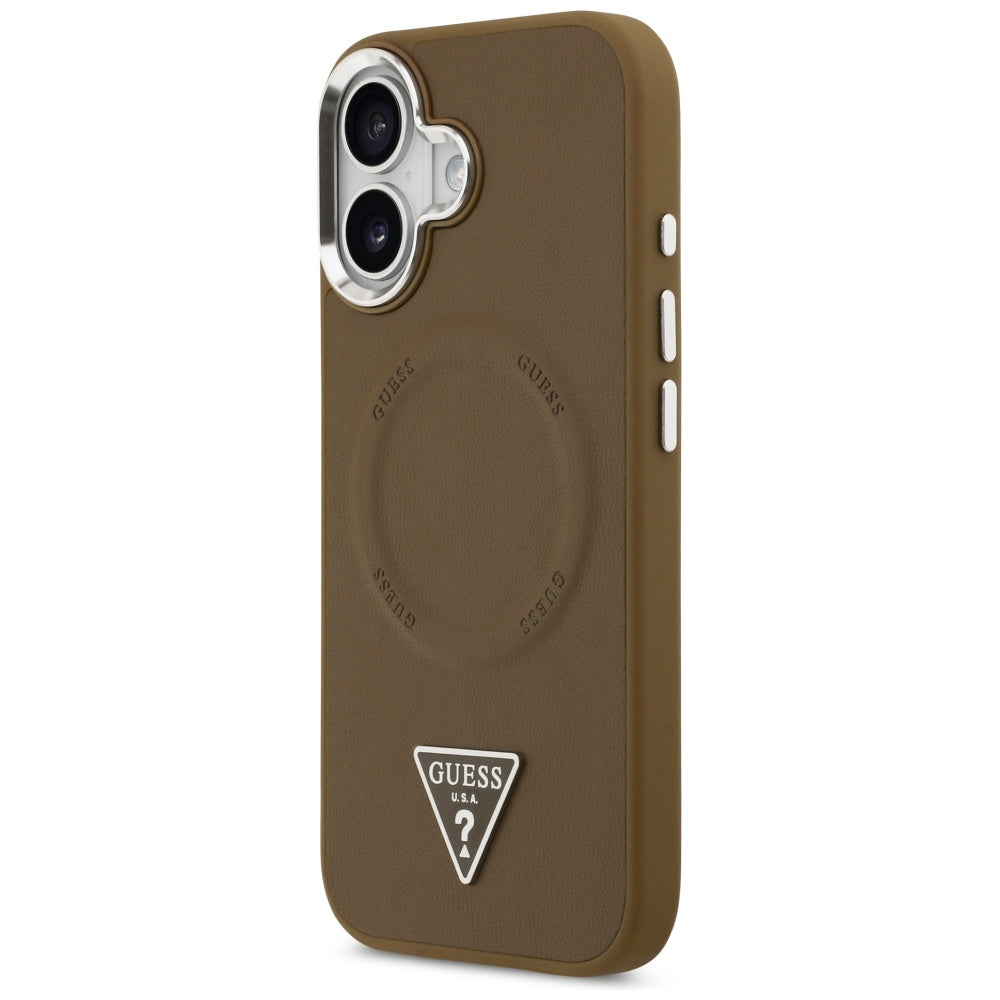 MagSafe futrola za Apple iPhone 17, Guess, Triangle Logo, Smeđe Srebrna