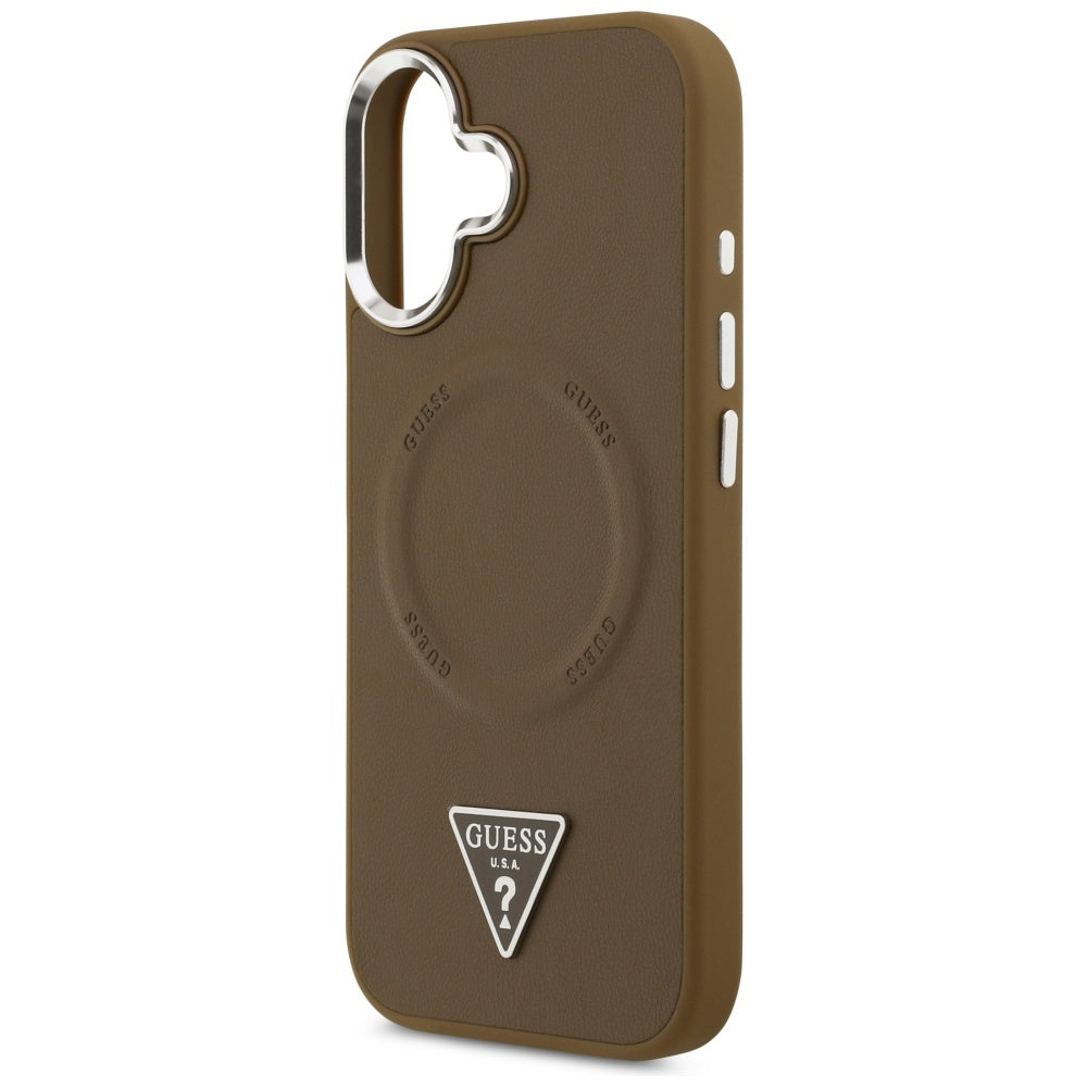 MagSafe futrola za Apple iPhone 17, Guess, Triangle Logo, Smeđe Srebrna