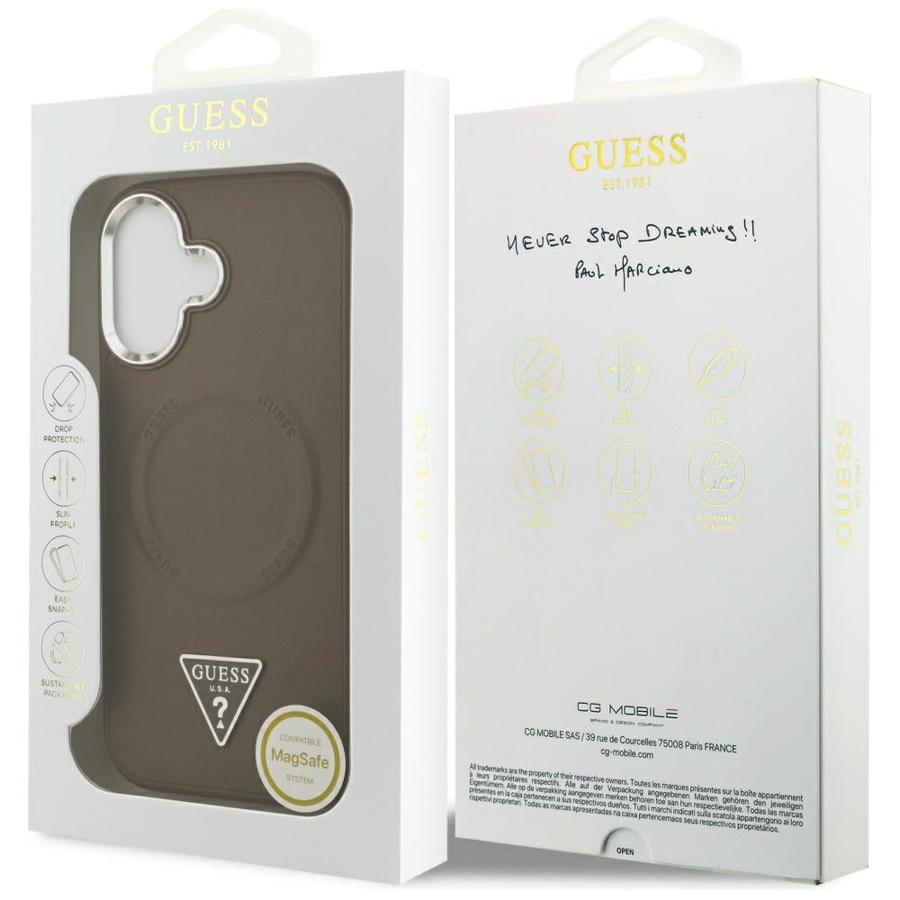 MagSafe futrola za Apple iPhone 17, Guess, Triangle Logo, Smeđe Srebrna