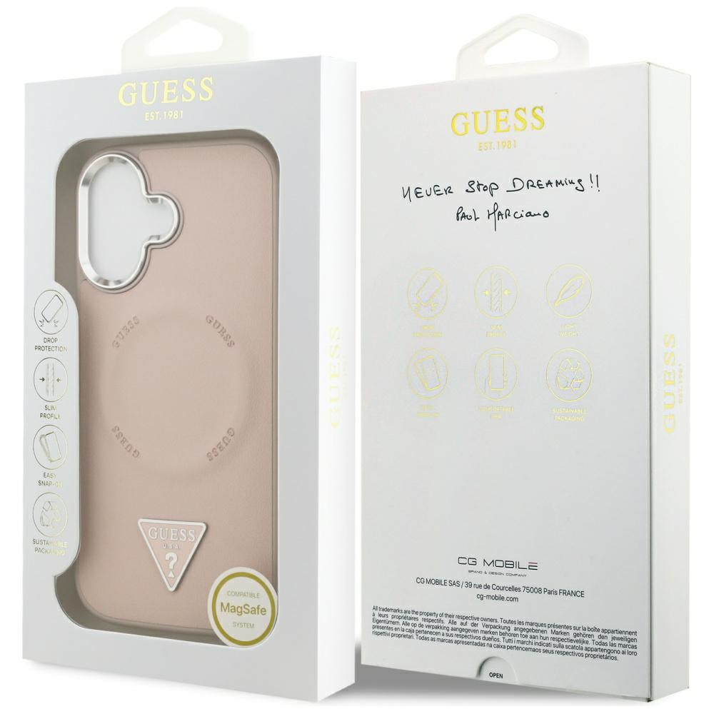 MagSafe futrola za Apple iPhone 17, Guess, Triangle Logo, Srebrno Roza
