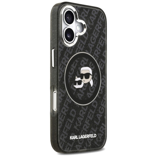Futrola MagSafe za Apple iPhone 17, Karl Lagerfeld, Glitter Karl & Choupette Head, Crna