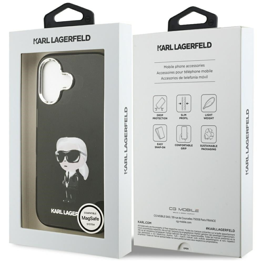 Futrola MagSafe za Apple iPhone 17, Karl Lagerfeld, IML Aquarelle Karl Ikonik, Crna