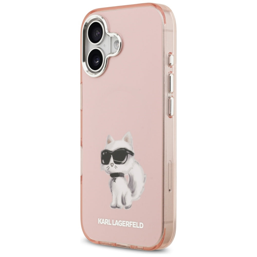 Futrola MagSafe za Apple iPhone 17, Karl Lagerfeld, IML Aquarelle Logo Choupette, Roza
