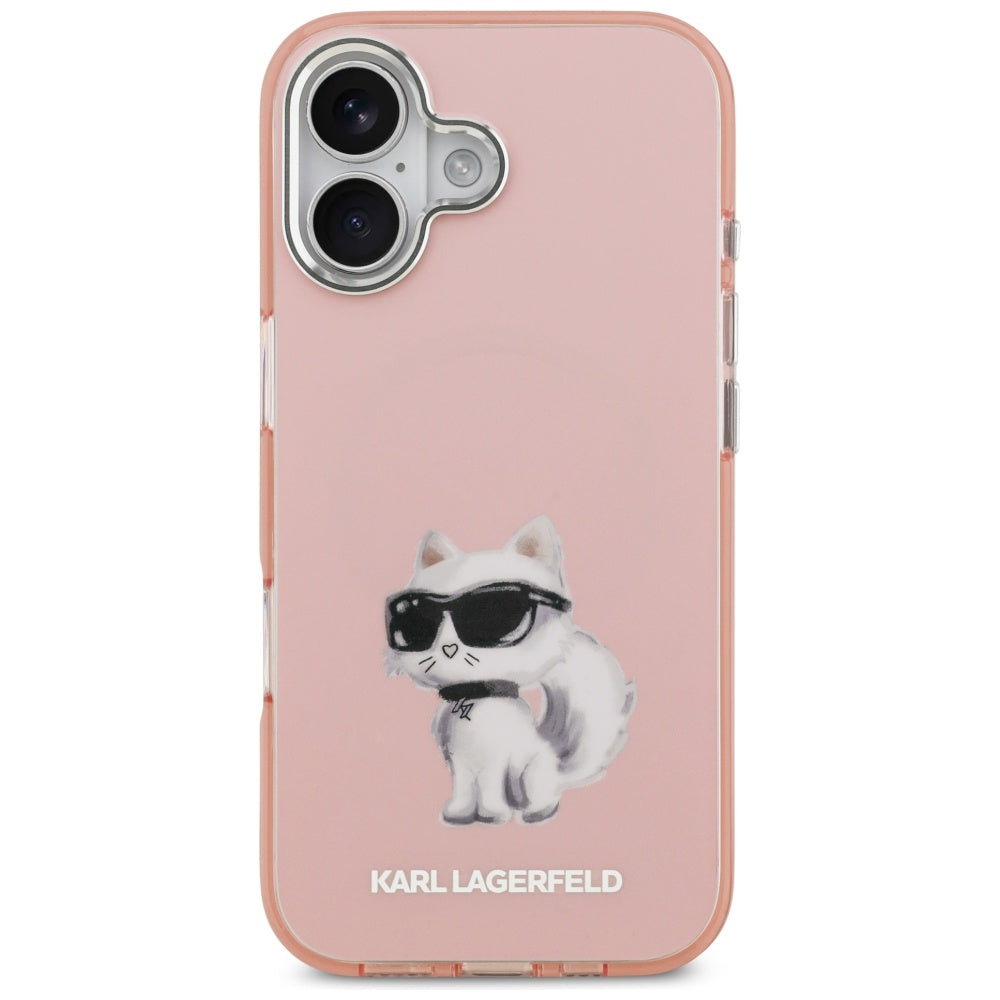 Futrola MagSafe za Apple iPhone 17, Karl Lagerfeld, IML Aquarelle Logo Choupette, Roza