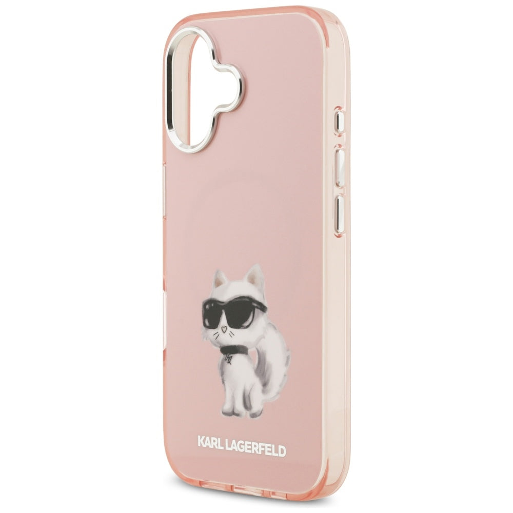 Futrola MagSafe za Apple iPhone 17, Karl Lagerfeld, IML Aquarelle Logo Choupette, Roza