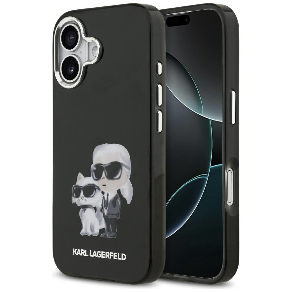 Futrola MagSafe za Apple iPhone 17, Karl Lagerfeld, IML Aquarelle Logo Karl & Choupette, Crna
