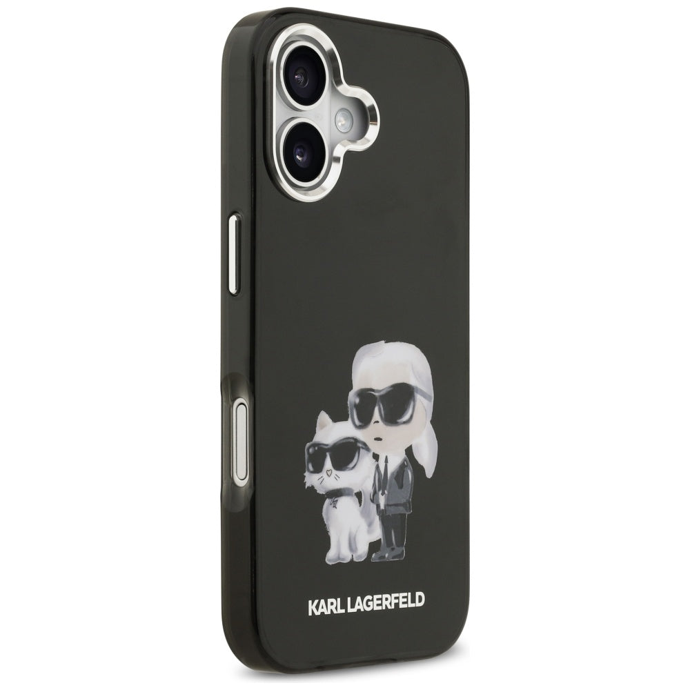Futrola MagSafe za Apple iPhone 17, Karl Lagerfeld, IML Aquarelle Logo Karl & Choupette, Crna