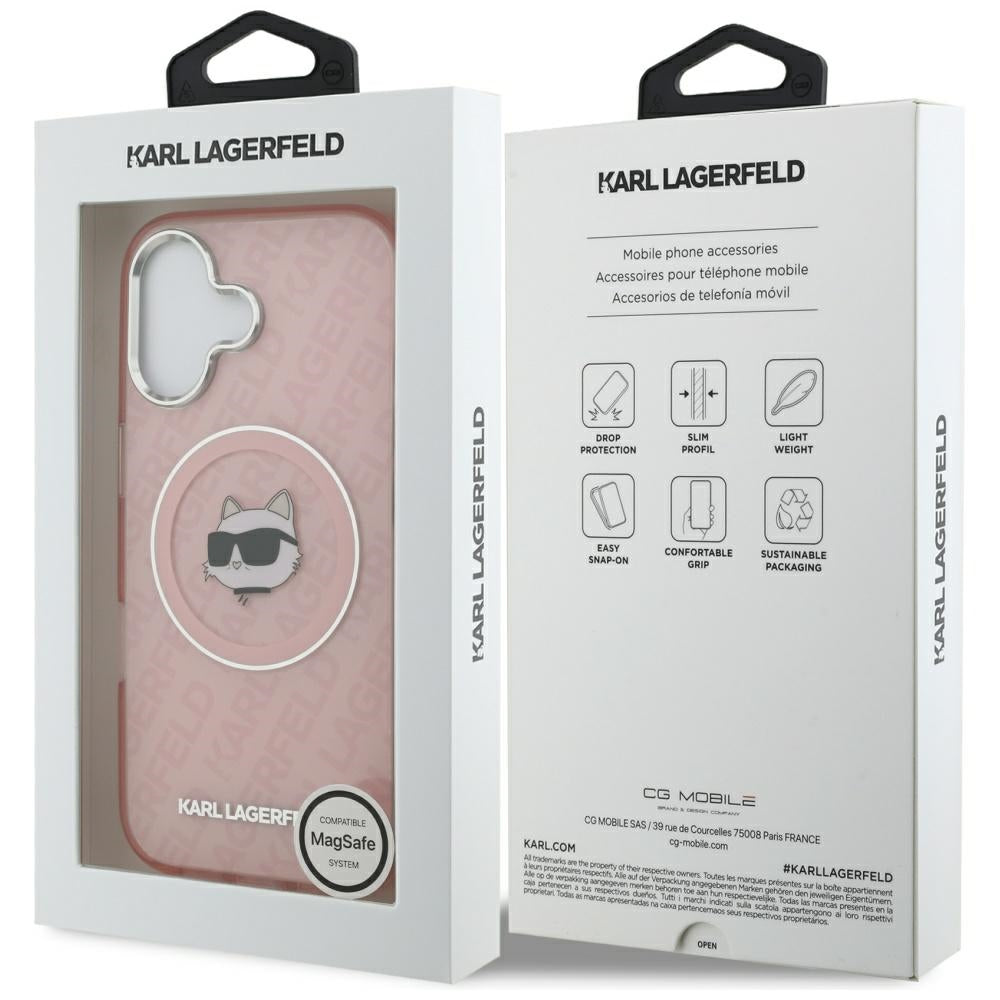 Husa MagSafe za Apple iPhone 17, Karl Lagerfeld, IML Choupette`s Head, Roza