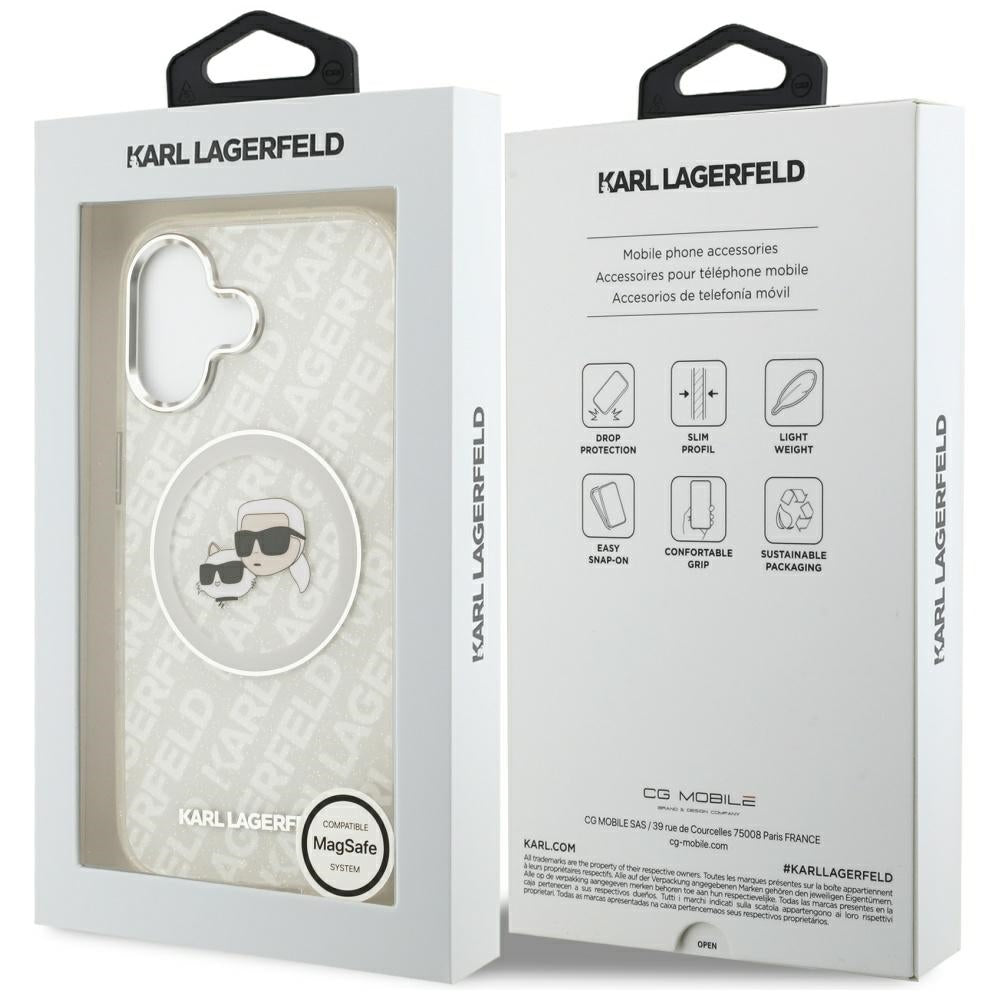 Futrola MagSafe za Apple iPhone 17, Karl Lagerfeld, IML Glitter Karl & Choupette`s Heads, Siva