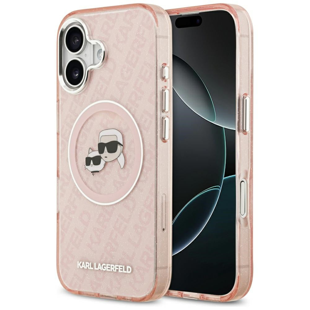 MagSafe futrola za Apple iPhone 17, Karl Lagerfeld, IML Glitter Karl & Choupette`s Heads, Roza