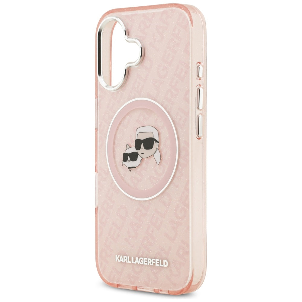 MagSafe futrola za Apple iPhone 17, Karl Lagerfeld, IML Glitter Karl & Choupette`s Heads, Roza