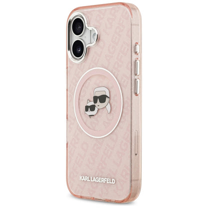MagSafe futrola za Apple iPhone 17, Karl Lagerfeld, IML Glitter Karl & Choupette`s Heads, Roza