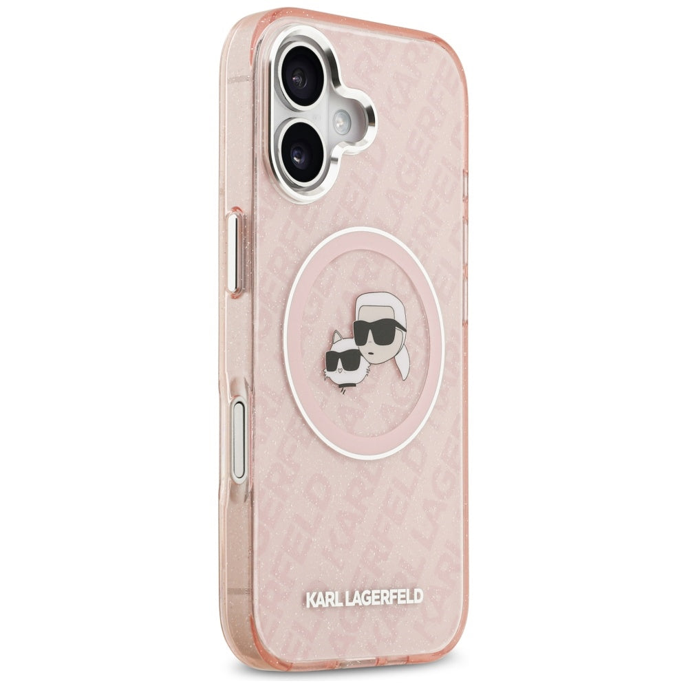 MagSafe futrola za Apple iPhone 17, Karl Lagerfeld, IML Glitter Karl & Choupette`s Heads, Roza