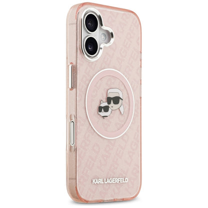 MagSafe futrola za Apple iPhone 17, Karl Lagerfeld, IML Glitter Karl & Choupette`s Heads, Roza