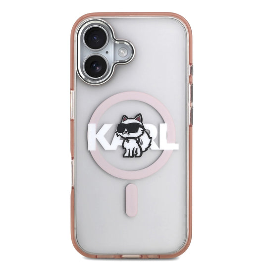 Futrola MagSafe za Apple iPhone 17, Karl Lagerfeld, IML Sketch Logo Choupette, Roza