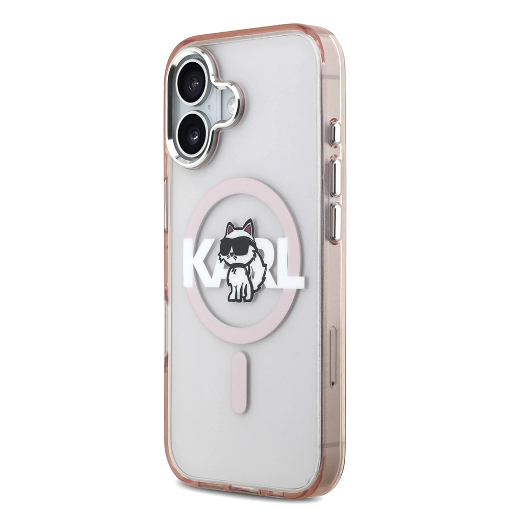 Futrola MagSafe za Apple iPhone 17, Karl Lagerfeld, IML Sketch Logo Choupette, Roza
