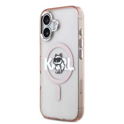 Futrola MagSafe za Apple iPhone 17, Karl Lagerfeld, IML Sketch Logo Choupette, Roza