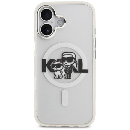 MagSafe futrola za Apple iPhone 17, Karl Lagerfeld, IML Sketch Logo Glitter Karl & Choupette, Prozirna