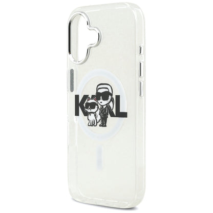 MagSafe futrola za Apple iPhone 17, Karl Lagerfeld, IML Sketch Logo Glitter Karl & Choupette, Prozirna
