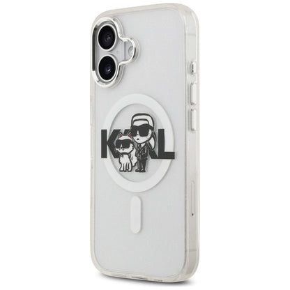 MagSafe futrola za Apple iPhone 17, Karl Lagerfeld, IML Sketch Logo Glitter Karl & Choupette, Prozirna