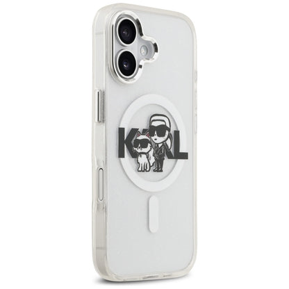 MagSafe futrola za Apple iPhone 17, Karl Lagerfeld, IML Sketch Logo Glitter Karl & Choupette, Prozirna
