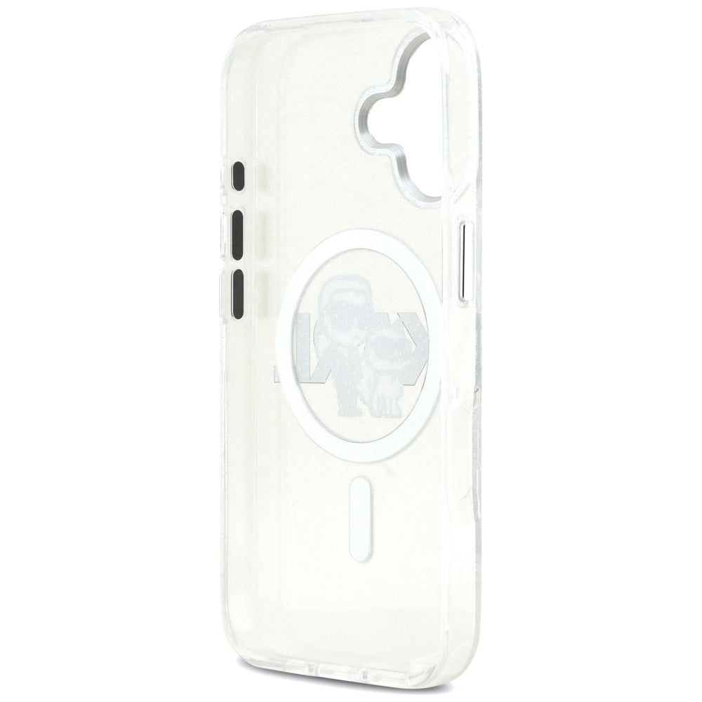 MagSafe futrola za Apple iPhone 17, Karl Lagerfeld, IML Sketch Logo Glitter Karl & Choupette, Prozirna