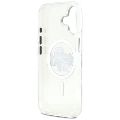 MagSafe futrola za Apple iPhone 17, Karl Lagerfeld, IML Sketch Logo Glitter Karl & Choupette, Prozirna