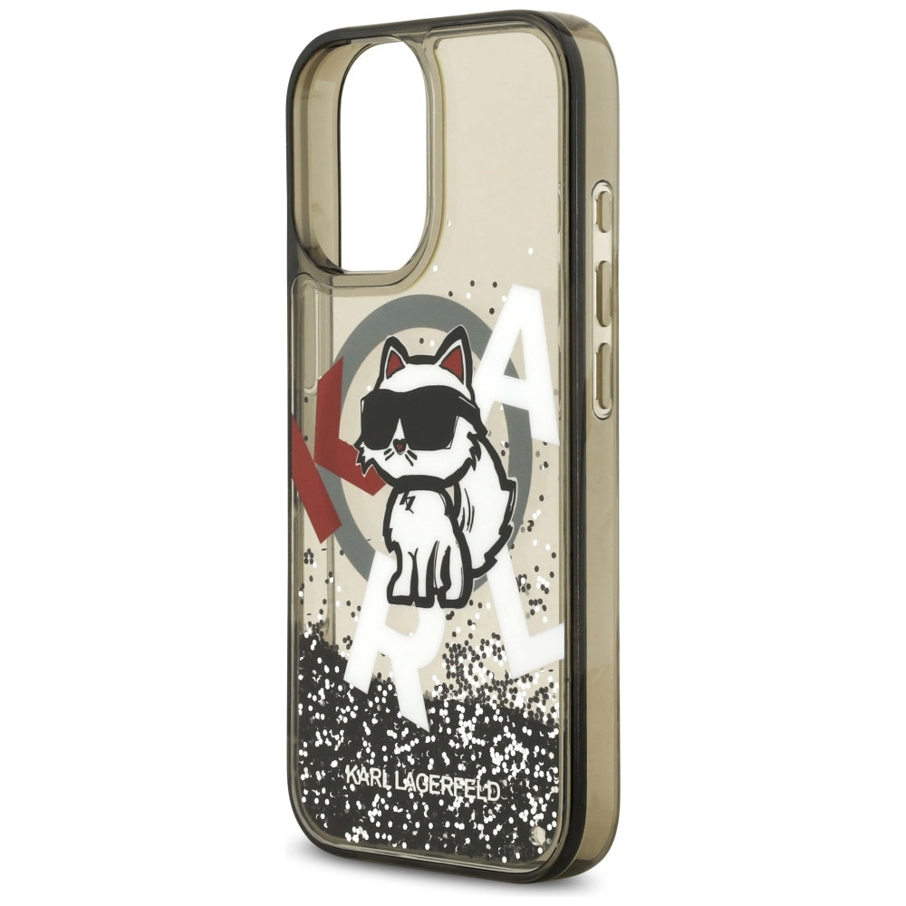 Futrola MagSafe za Apple iPhone 17, Karl Lagerfeld, Liquid Glitter Logo Choupette, Crna