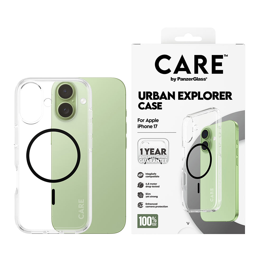 MagSafe futrola za Apple iPhone 17, PanzerGlass, Care Urban Explorer, Crna Prozirnost