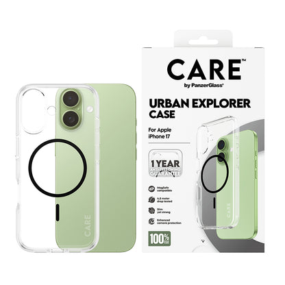 MagSafe futrola za Apple iPhone 17, PanzerGlass, Care Urban Explorer, Crna Prozirnost