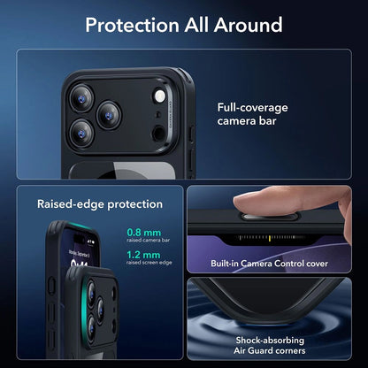 MagSafe futrola za Apple iPhone 17 Pro, ESR, Classic Hybrid sa zaštitom za ekran, Prozirno Crna