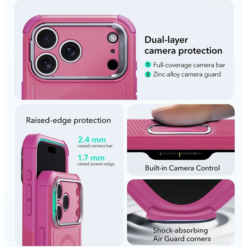 Futrola MagSafe za Apple iPhone 17 Pro, ESR, Cyber Armor Kickstand, Roza