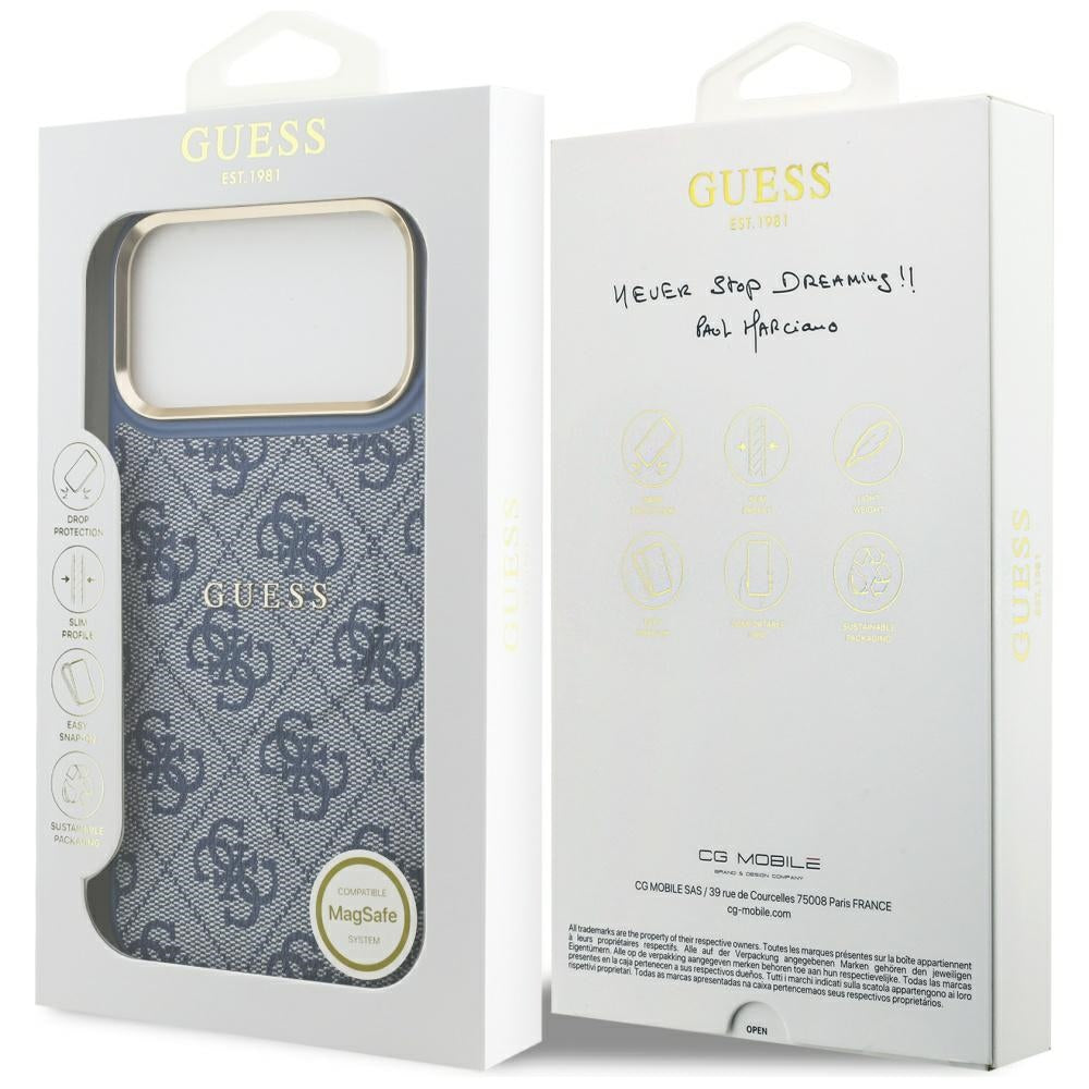 MagSafe futrola za Apple iPhone 17 Pro, Guess, 4G Classic, Plava