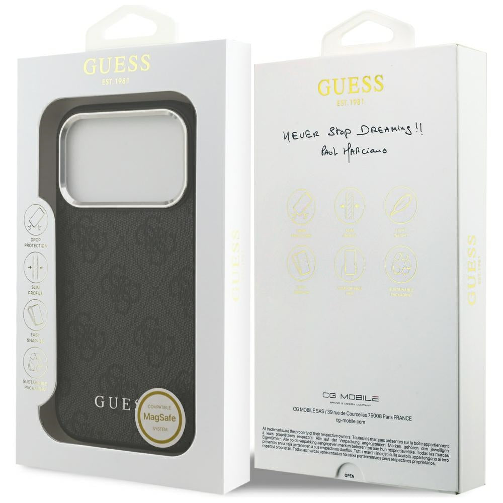 MagSafe futrola za Apple iPhone 17 Pro, Guess, 4G Classic Logo, Crna