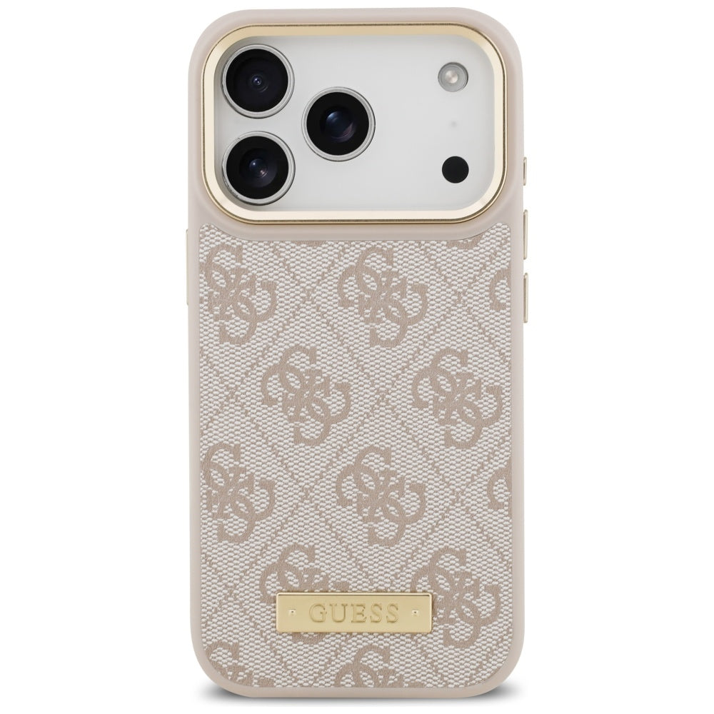 MagSafe futrola za Apple iPhone 17 Pro, Guess, 4G Logo Plate, Roza