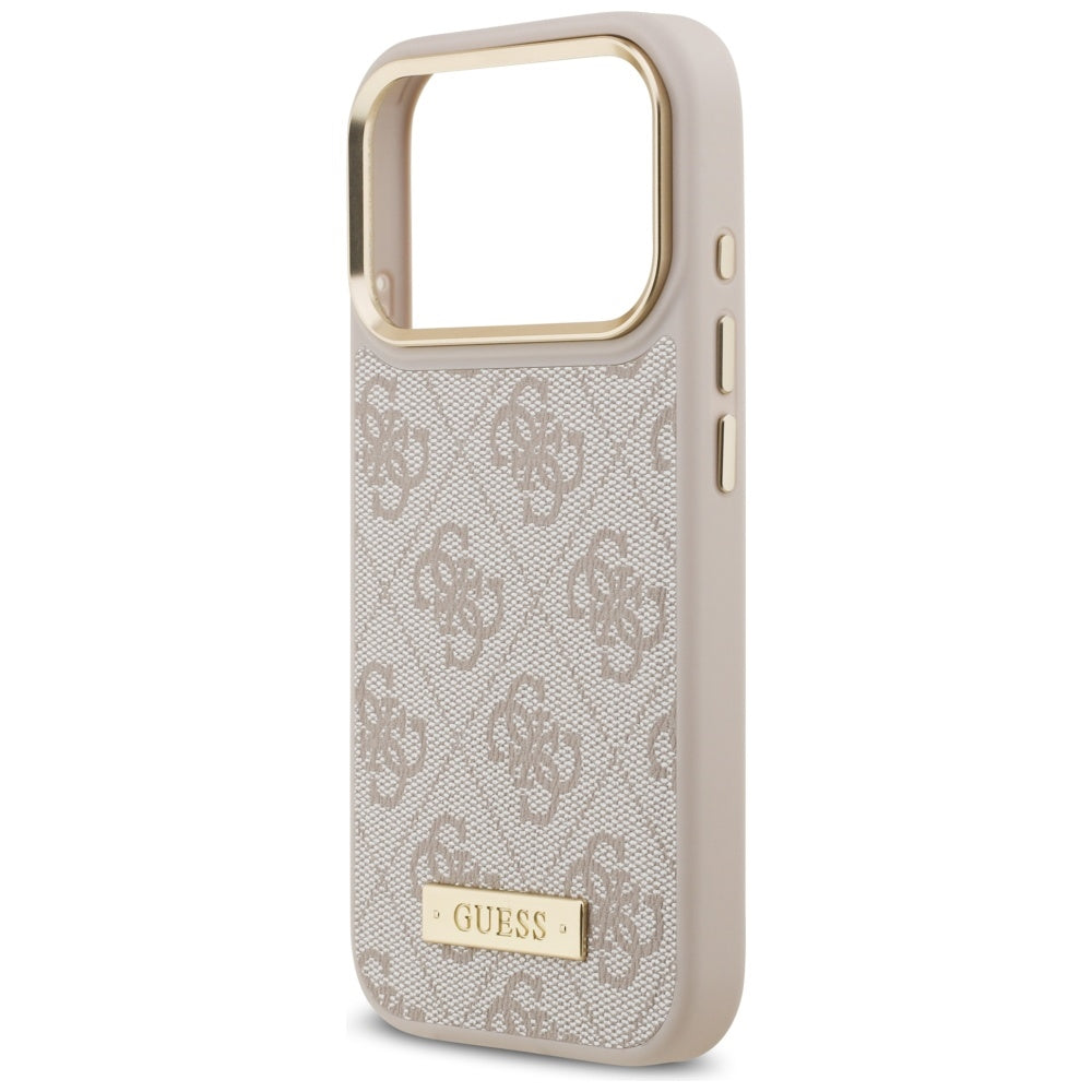 MagSafe futrola za Apple iPhone 17 Pro, Guess, 4G Logo Plate, Roza