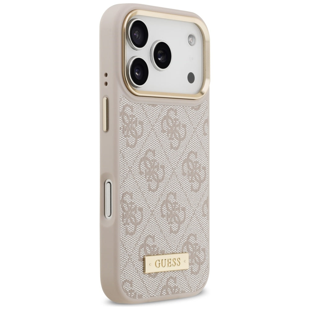 MagSafe futrola za Apple iPhone 17 Pro, Guess, 4G Logo Plate, Roza