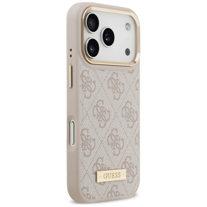 MagSafe futrola za Apple iPhone 17 Pro, Guess, 4G Logo Plate, Roza